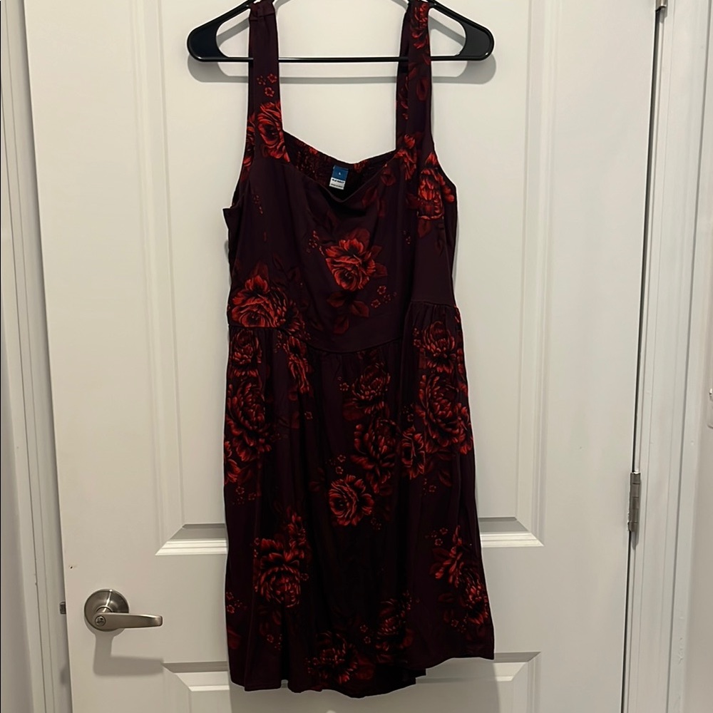 Floral Red and Black Dress